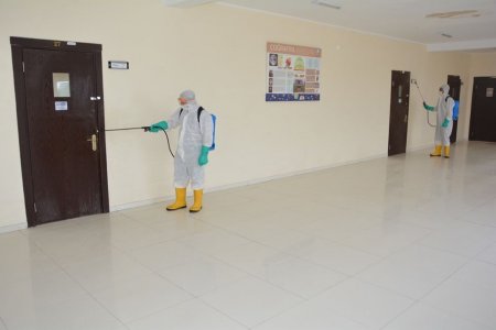 Tərtərdə imtahan binaları dezinfeksiya olunur - 