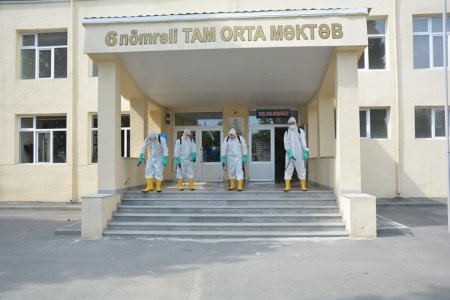 Tərtərdə imtahan binaları dezinfeksiya olunur - 