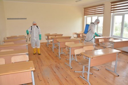 Tərtərdə imtahan binaları dezinfeksiya olunur - 