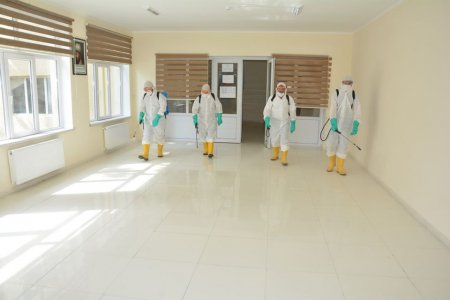 Tərtərdə imtahan binaları dezinfeksiya olunur - 