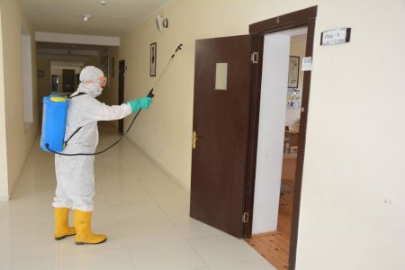 Tərtərdə imtahan binaları dezinfeksiya olunur - 