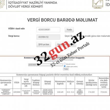 Mahir Abbaszadənin direktoru olduğu fondla müqavilə bağlamış şirkətin yarım milyonluq vergi borcu üzə çıxdı  