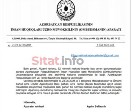 Bakıda məktəbdə qanunsuzluqlar aşkarlandı - 