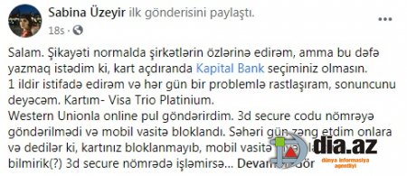 KapitalBankdan kart alarkən bir daha düşünün KapitalBankdan kart alarkən bir daha düşünün