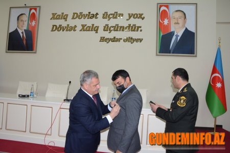 Tərtərdə şahid ailələri və qazilərə orden və medallar təqdim edildi 