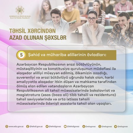 Hansı tələbələr təhsil haqqından azad olunub? 